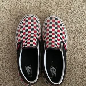 red and black vans shoes
